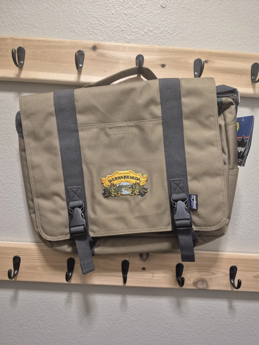 Patagonia Tan Messenger Bag with Gray Straps